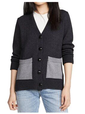 Ganni Patch Pocket Wool Knit Cardigan